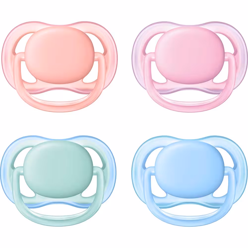 پستانک ارتودنسی الترا ایر 0-6 ماه ساده رنگی فیلیپس اونت philips avent بسته دو عددی