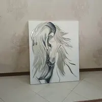 تابلو اسب نقاشی با یالهای آینه کاری