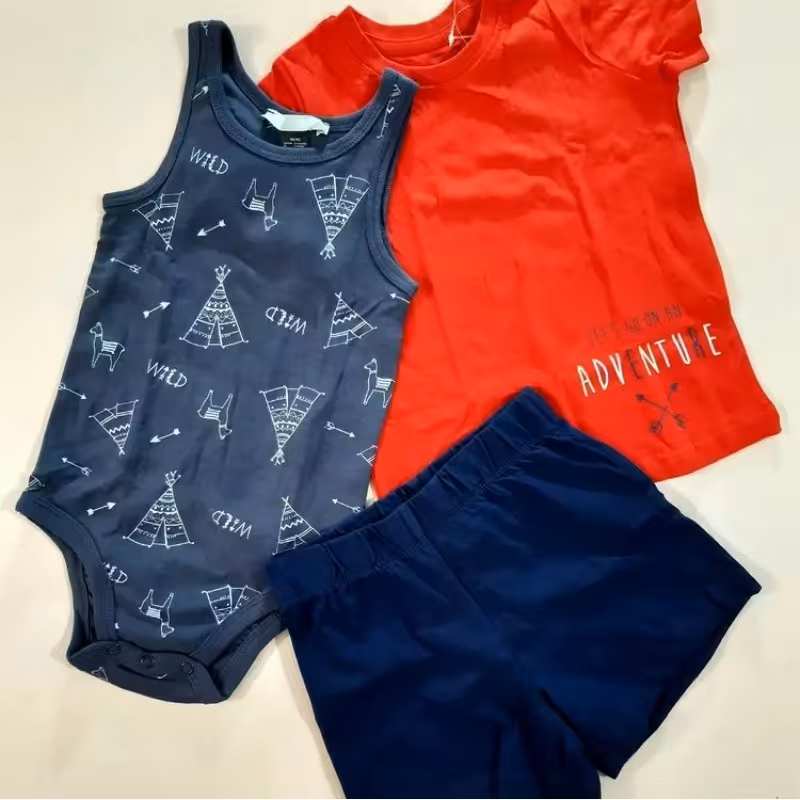 ست 3 تیکه نوزادی پسرانه 6 تا 12 ماه برند لوپیلو آلمان پوشاک کودک نیکا