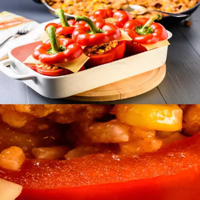 عکس با کیفیت دلمه ی فلفل دلمه ای قرمز رنگ - گرافیک با طعم تربچه