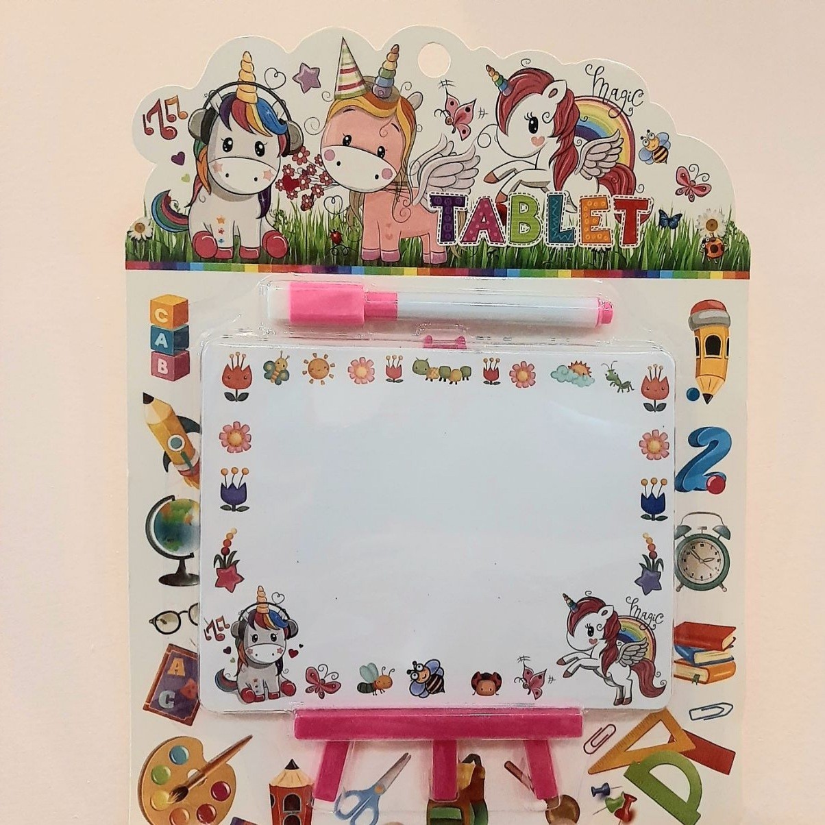 تخته وایت برد وارداتی به همراه ماژیک و پاک کن و پایه