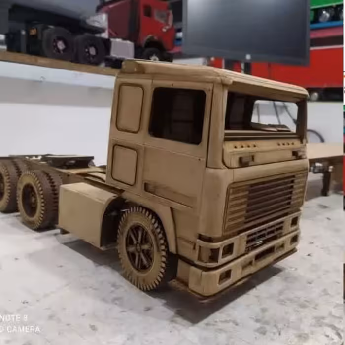 کیت ( قطعات برش خورده چوبی پازلی لیزری  ساخت ماکت volvo  f12 کشنده )