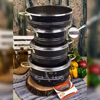 سرویس قابلمه 7 پارچه داخل گرانیت زنبوری رنگ مشکی