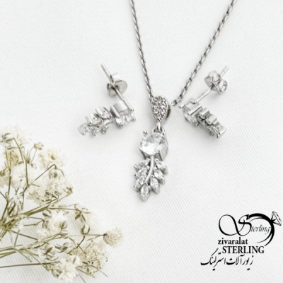 نیمست نقره 925 عیار طرح خوشه ای کد 16638