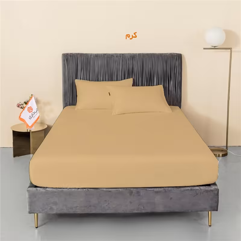 سرویس ملحفه چیداری مدل میکرو کرم  یک نفره دو تکه 90در200