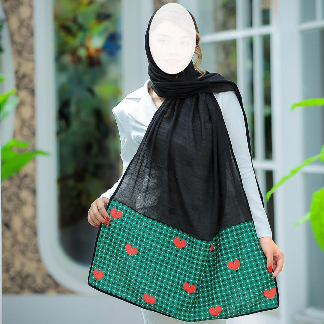 شال مشکی مزونی دستک طرح دار 2