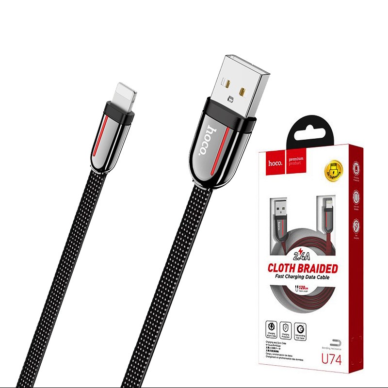 کابل شارژر IPHONE هوکو مدل U74 به طول 1.2 متر