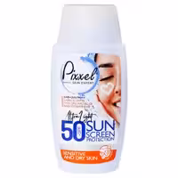 کرم ضد آفتاب SPF50 پیکسل مناسب پوست خشک و حساس حجم 50 میل