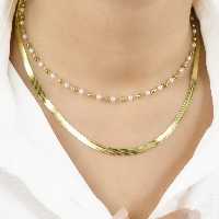 گردنبند استیل ماری با مروارید طرح طلا کد 6644