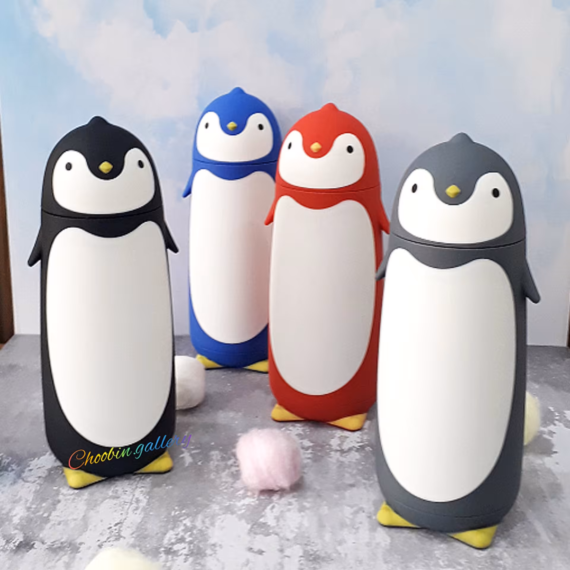 قمقمه بدنه سیلیکونی طرح پنگوئن