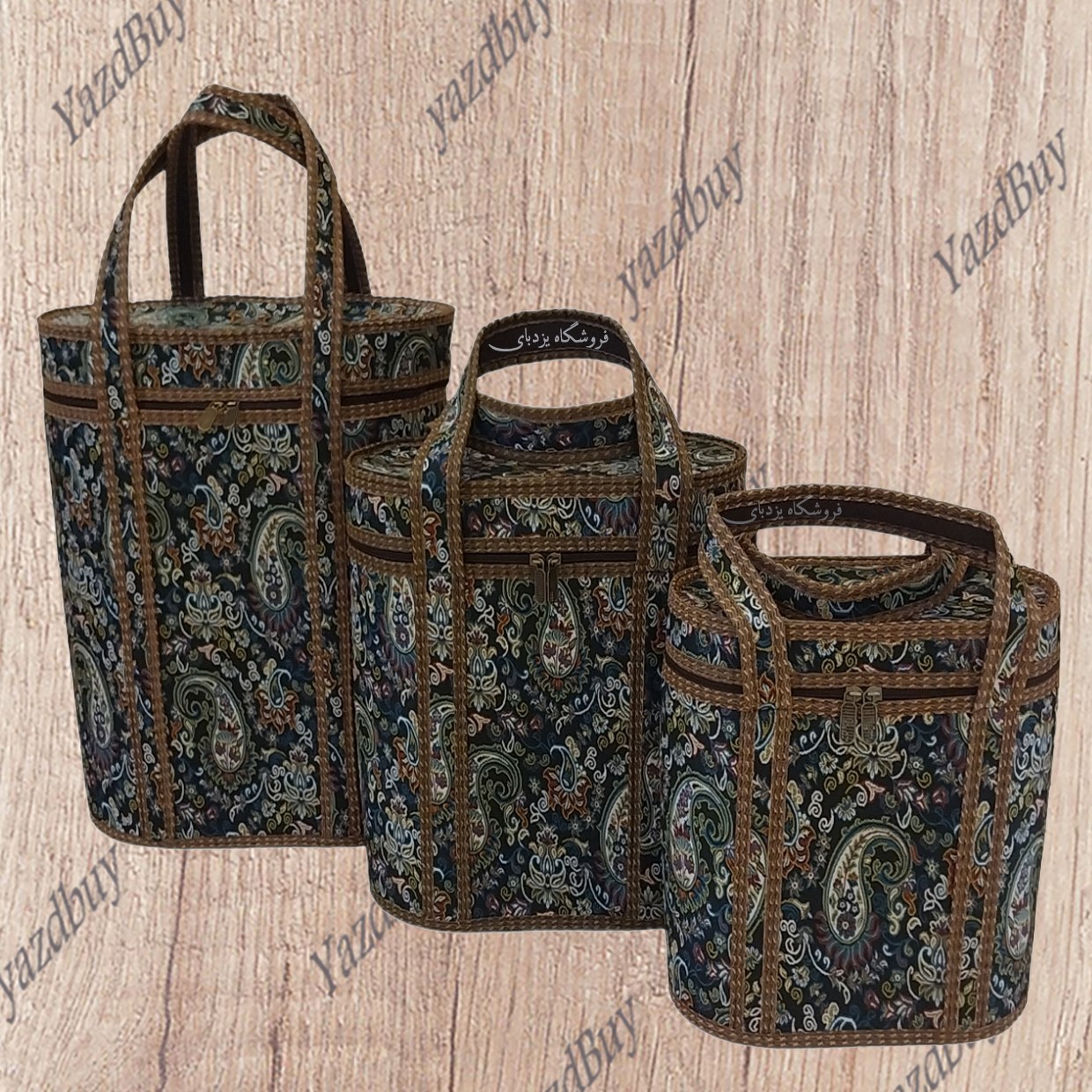 ست 3 تکه جافلاکسی و لوازم مسافرتی ترمه رنگ سرمه ای با کیفیت عالی (ستِ بزرگ)
