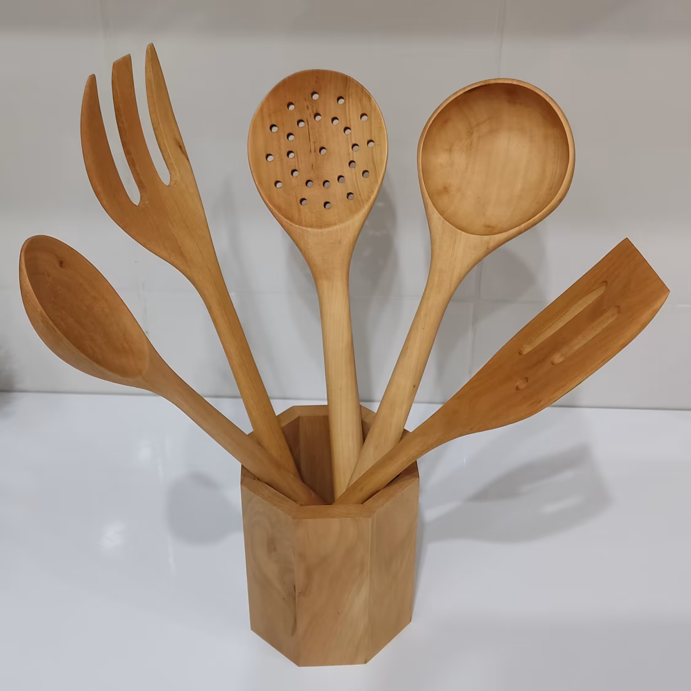 سرویس کفگیر ملاقه چوب بلوط 3