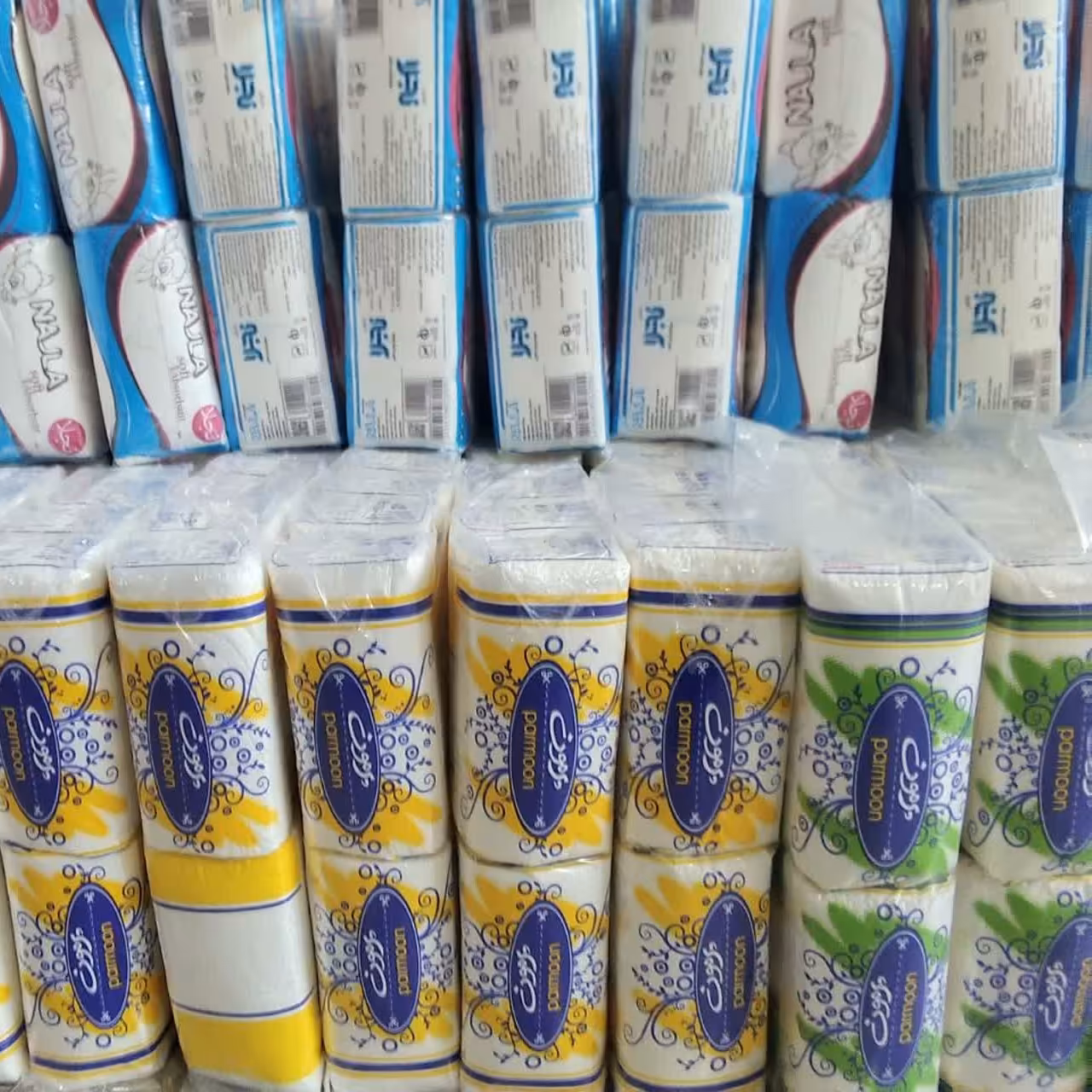 دستمال کاغذی 500برگ  اقتصادی درپک های 6تایی با کیفیت عالی 