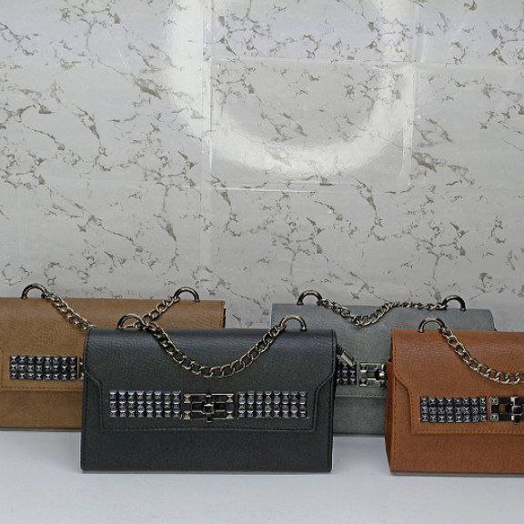 کیف زنانه اقتصادی دوشی مقوایی نگینی قفل دار  کد 3525