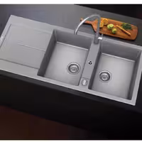 سینک گرانیتی رنگ طوسی دو لگنه سینی دار درجه یک ارسال به سراسر ایران