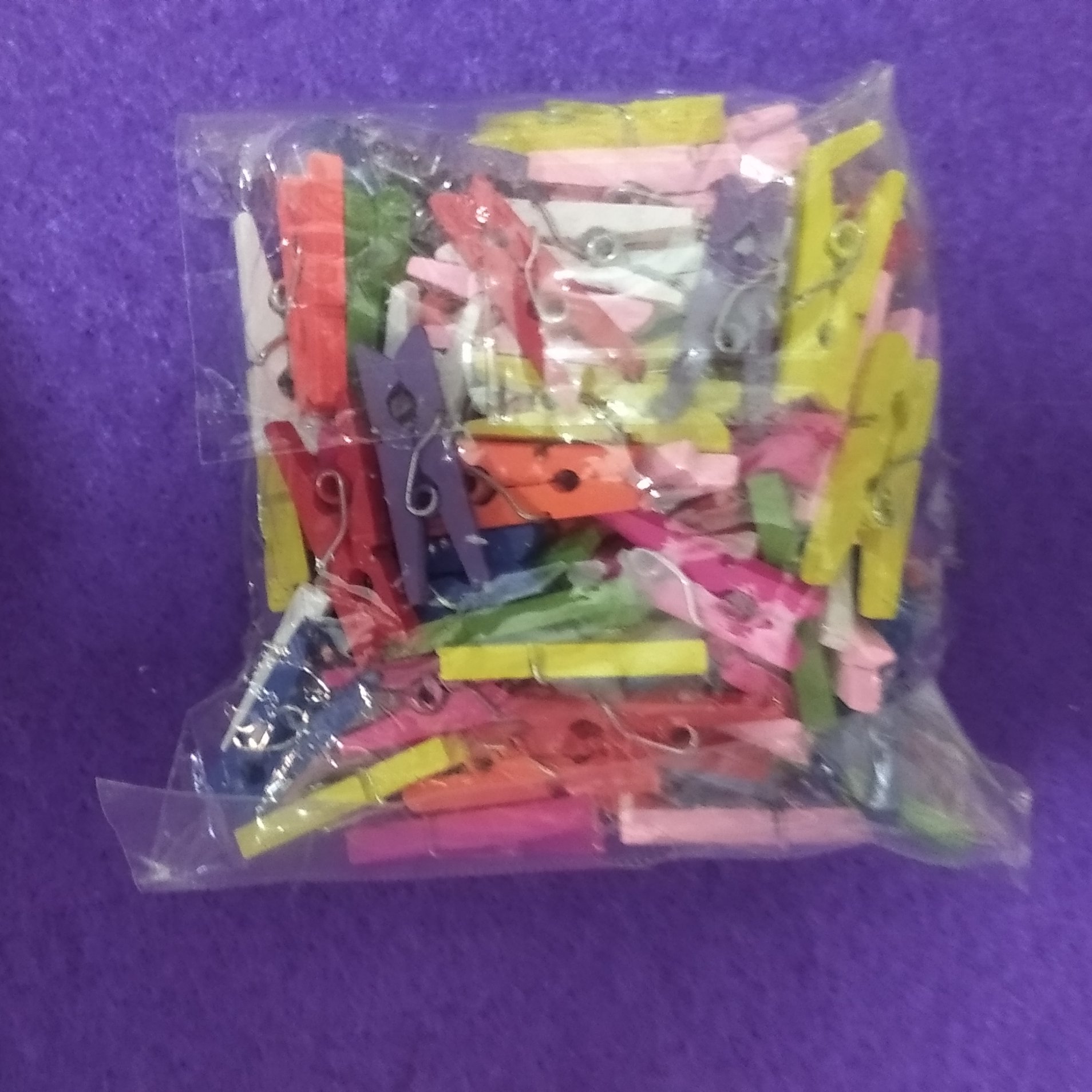 گیره چوبی رنگاوارنگ 2/5 سانت 1 بسته 100 عددی