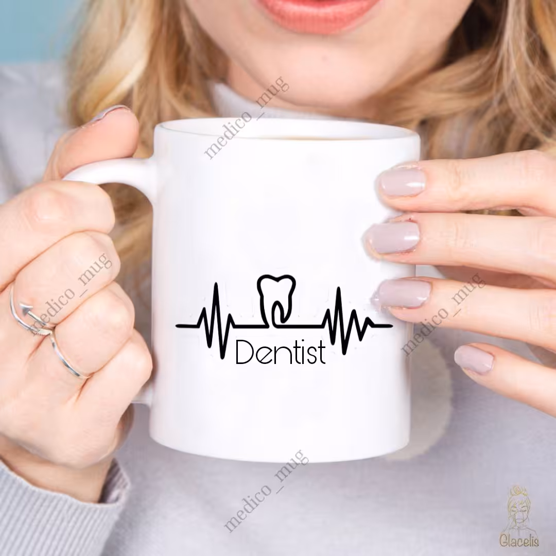 ماگ دندانپزشکی طرح ضربان قلب و دندان