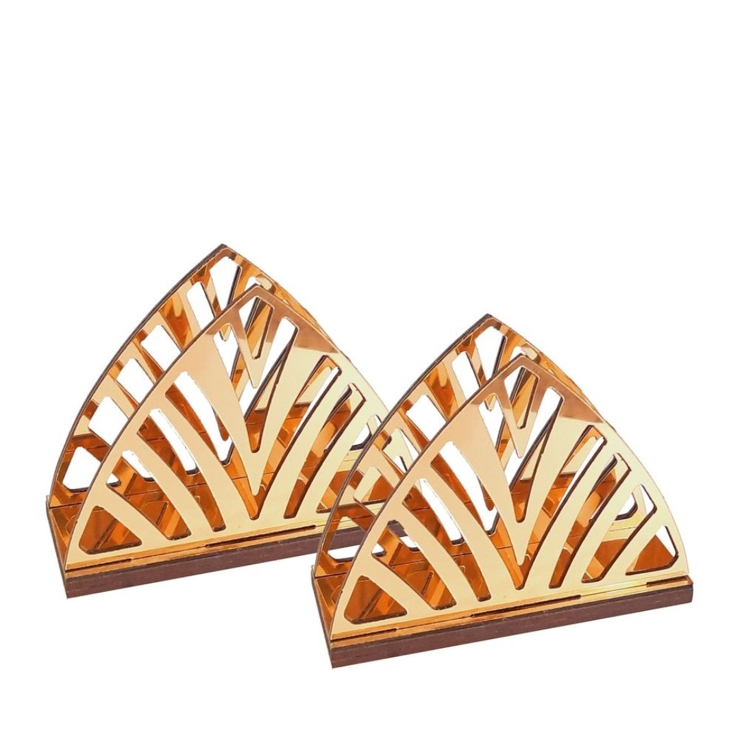 جا دستمالی آینه ای بسته دو عددی طلایی و نقره ای