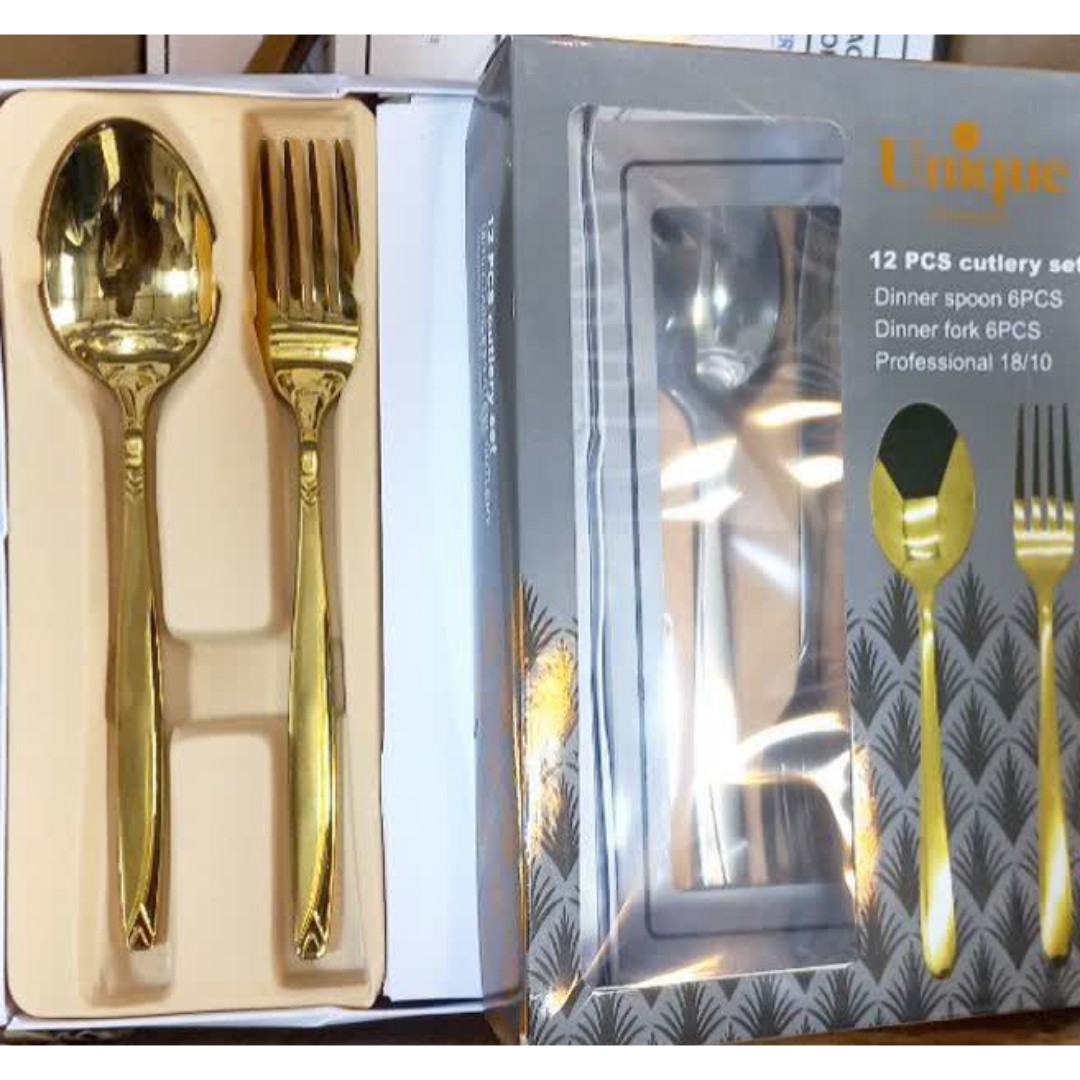 قاشق چنگال طلایی یونیک حک یونیک استیل نگیر  با ارسال رایگان 