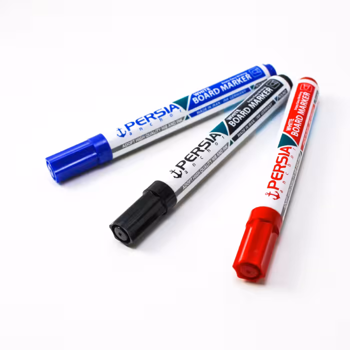 ماژیک وایت برد آبی و مشکی سر گرد و قرمز سر تخت