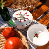 کاسه بدون در سفالی وشکلات خوری دردار پرنده دست سازه های مینو  