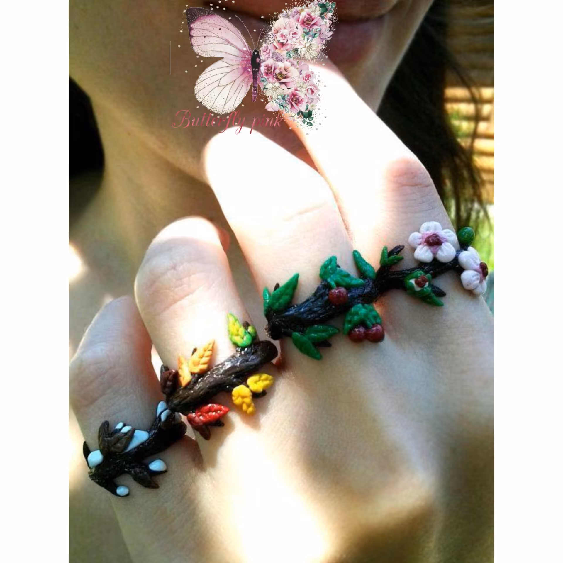 چانکی زیبای طر تنه درخت و برگ های پاییزی و بهاری،انگشتر طبیعت،چانکی های خاص و ترند