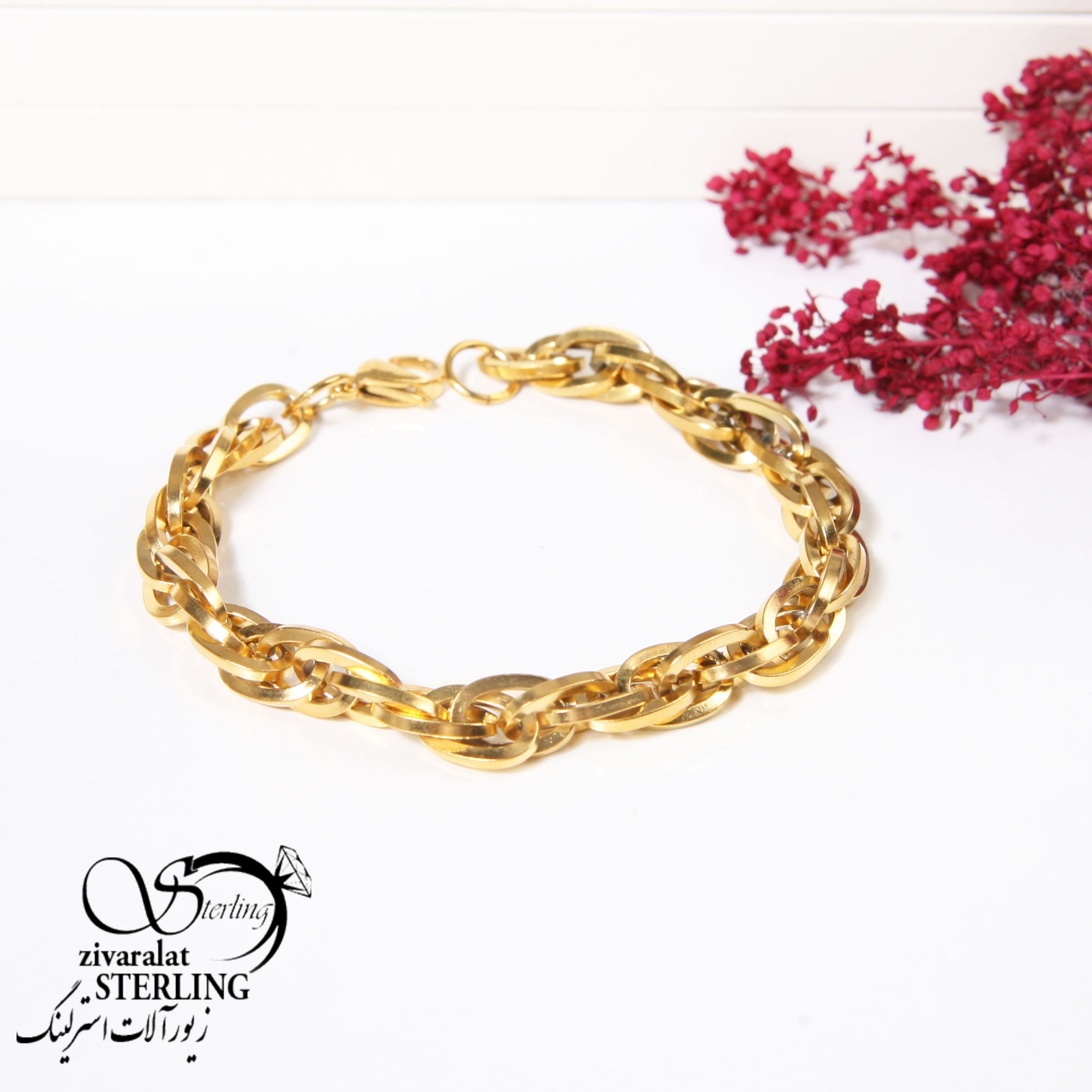 دستبند طرح طلا حلقه تو حلقه بدون حساسیت و ثبات رنگ بالا کد5055