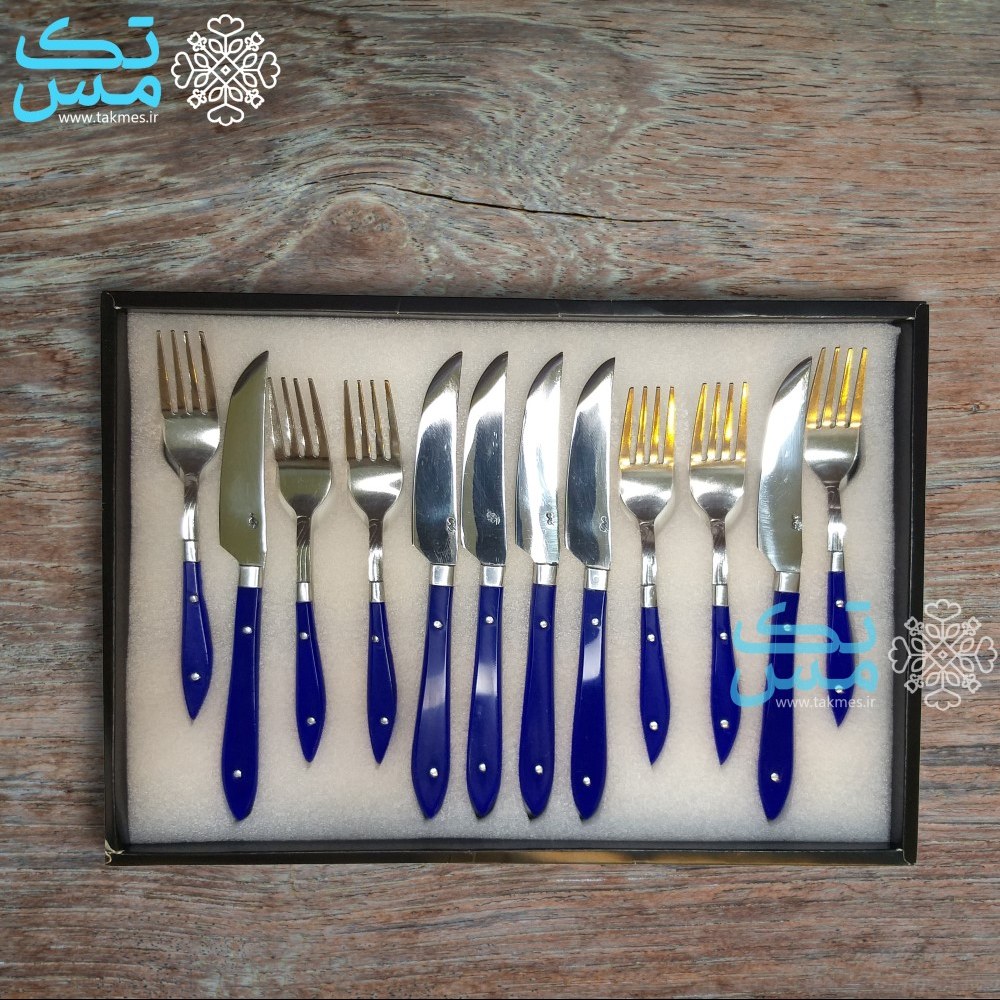 سرویس کارد و چنگال پذیرایی آبی دستساز زنجان 016