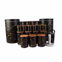 سرویس اشپزخانه 18 پارچه ام جی اس مدل درب چوبی طرح ماربل

