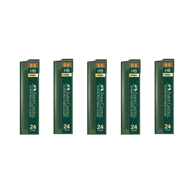 نوک مداد نوکی 0.5 میلی متری فابر کاستل مدل Super Polymer HB بسته پنج عددی