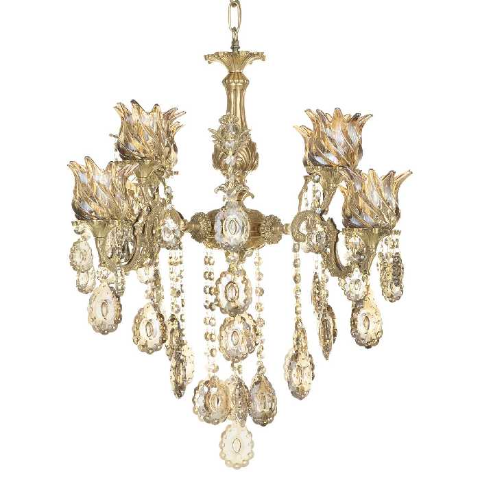 لوستر 8 شعله کلاسیک  برنزی شاهان کد 4065 جنس برنز گارانتی 3 ساله 