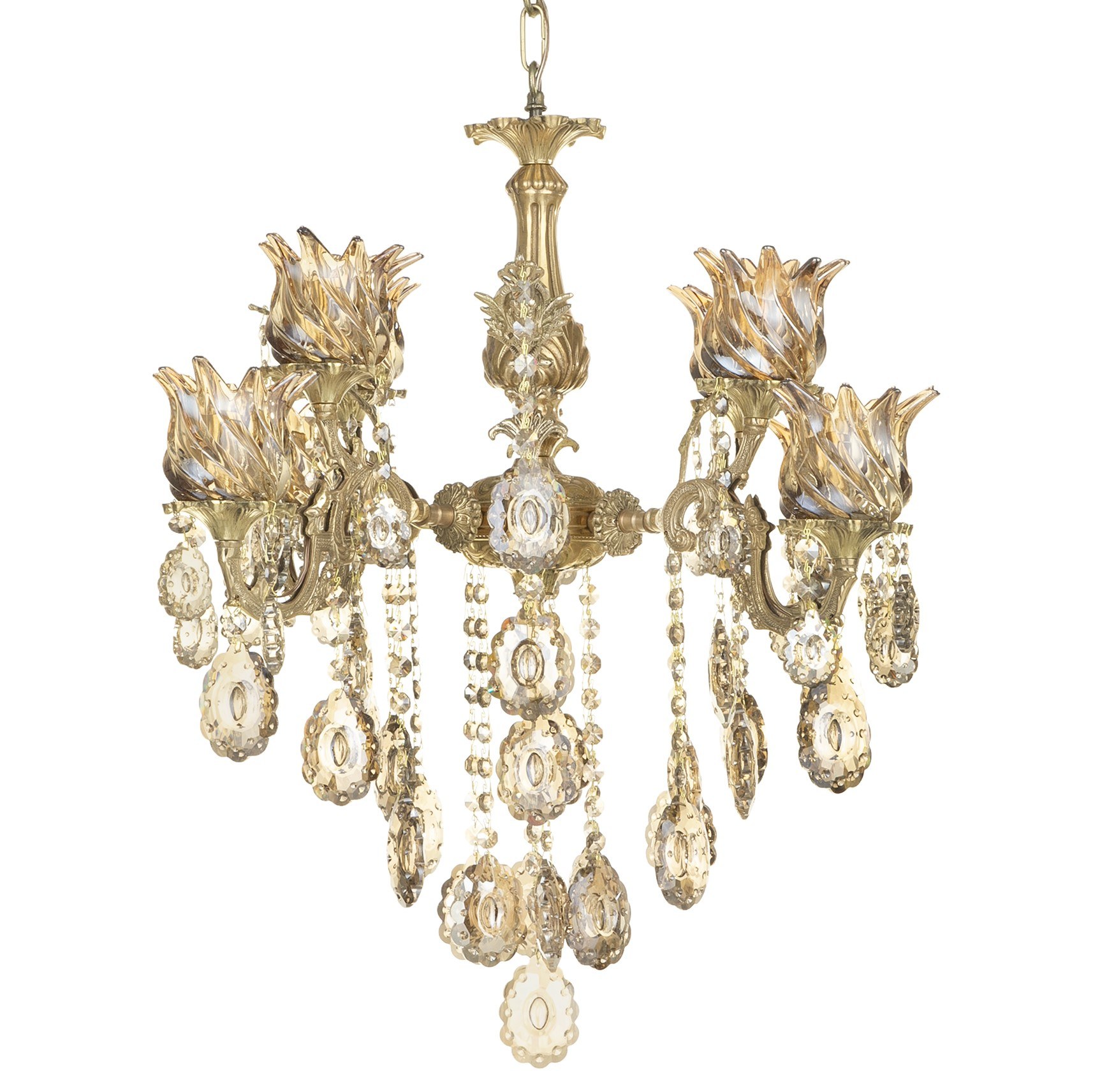 لوستر 8 شعله کلاسیک  برنزی شاهان کد 4065 جنس برنز گارانتی 3 ساله 