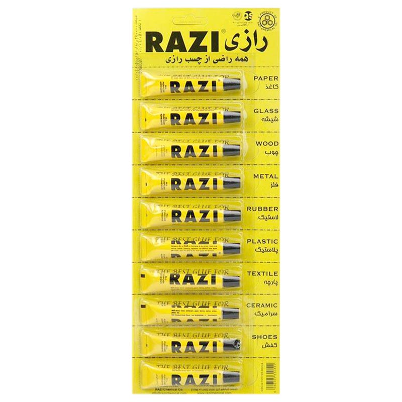 خرید چسب مایع همه کاری رازی سایز کوچک (8 گرمی) بسته 12 عددی
