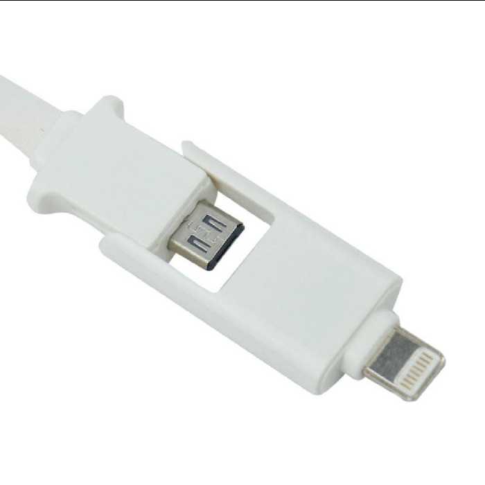 کابل دو سر microusb و lightning  دو در یک