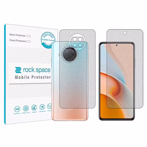 گلس صفحه نمایش و پشت گوشی شیائومی Redmi Note 9 Pro 5G مدل نانو هیدروژل گیمینگ برند راک اسپیس کدSS