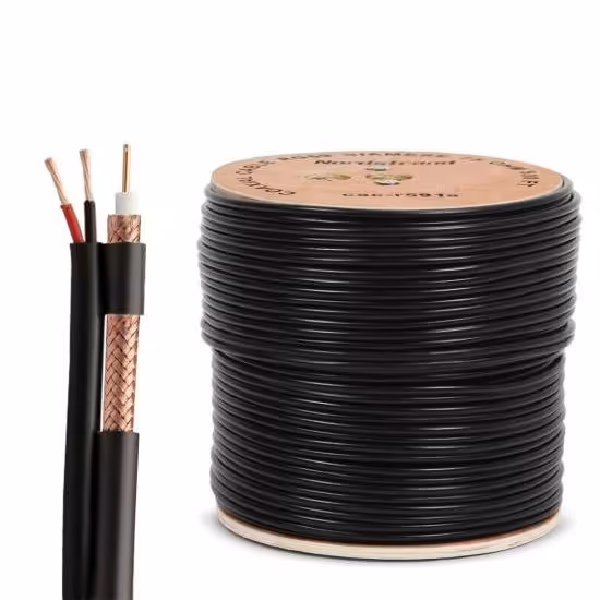 کابل ترکیبی RG59 دوربین مدار بسته بغل برق چسبیده طول 50 متر