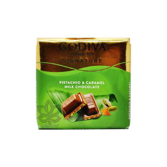 شکلات شیری با تکه های پسته و کارامل 60 گرم گودیوا - godiva