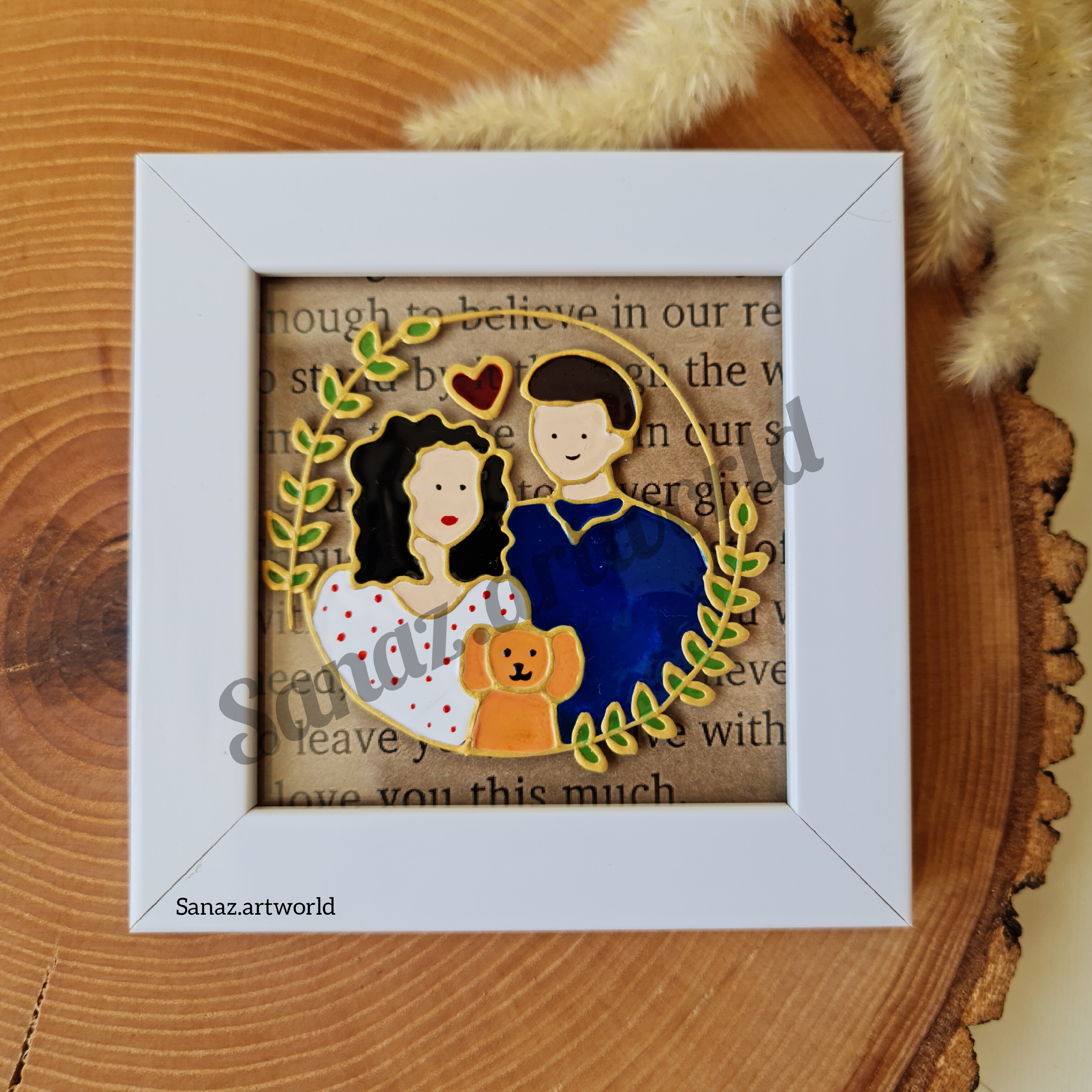 نقاشی ویترای طرح خانواده اندازه 10 در10 وزن 140 گرم