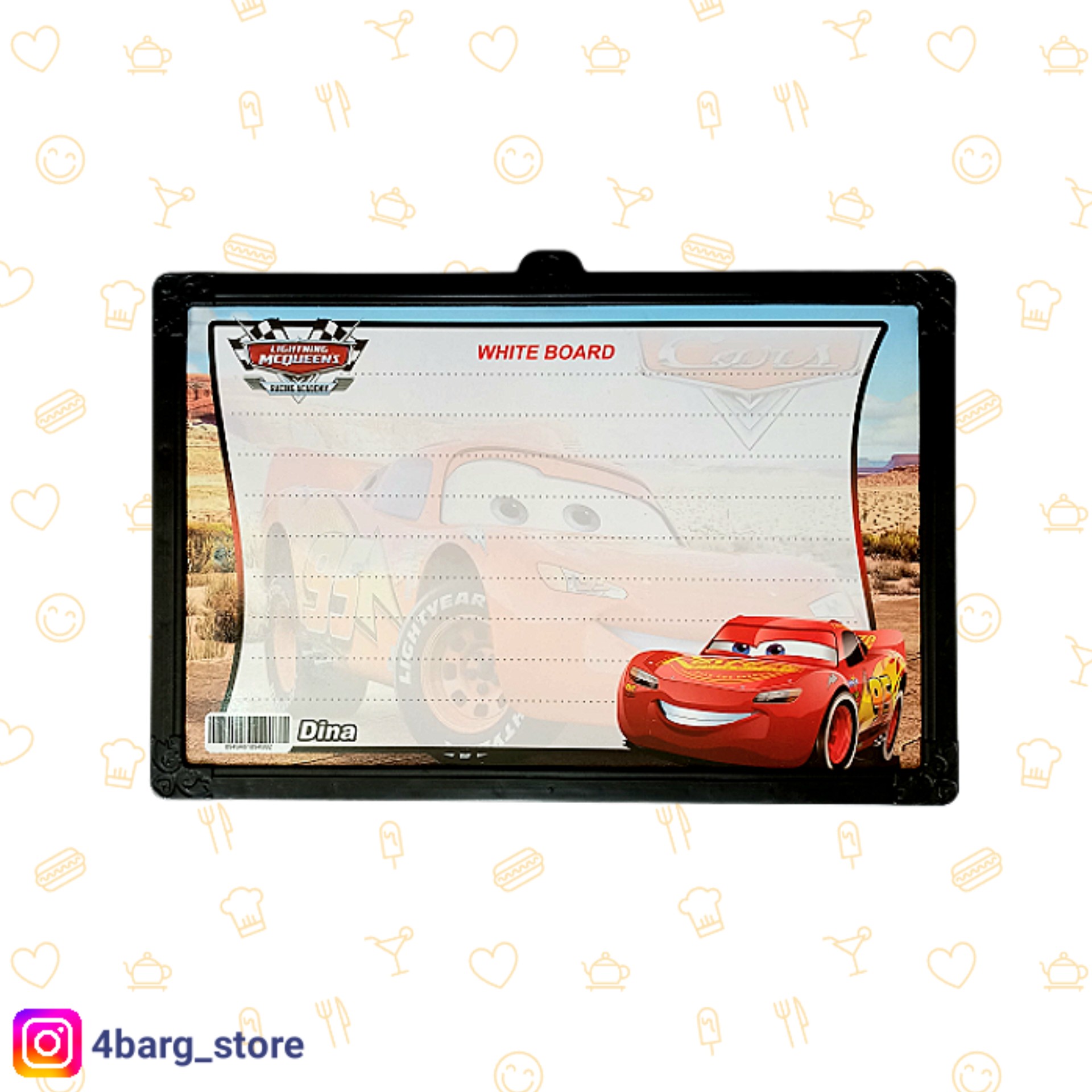 وایت برد دو رو قاب پلاستیکی فانتزی طرح ماشین سایز 25 در 35