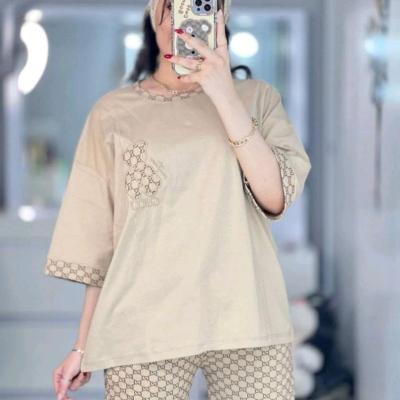 ست تیشرت شلوار زنانه مدل مهربان جنس پنبه لاکرا در