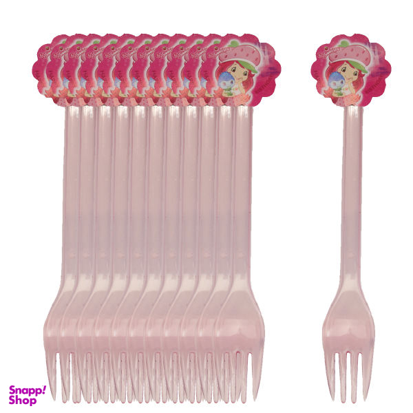 چنگال یکبارمصرف طرح دختر توت فرنگی بسته 12 عددی