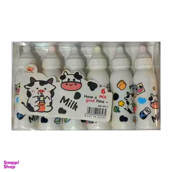 هایلایترط طرح شیشه شیر مدل گاو مجموعه 6 عددی