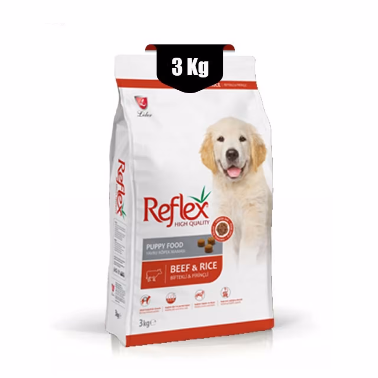 غذای خشک سگ پاپی رفلکس طعم بیف و برنج وزن 3 کیلوگرم