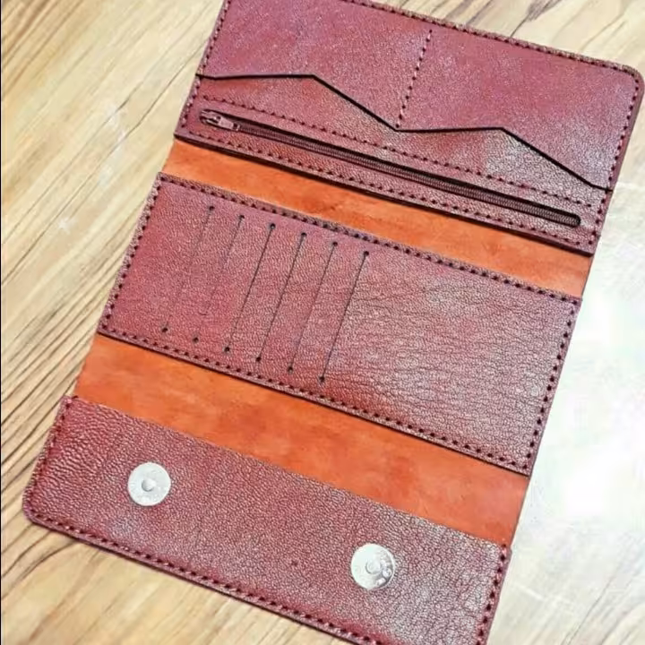 کیف پول و جاکارتی سه لت با چرم طبیعی گاوی