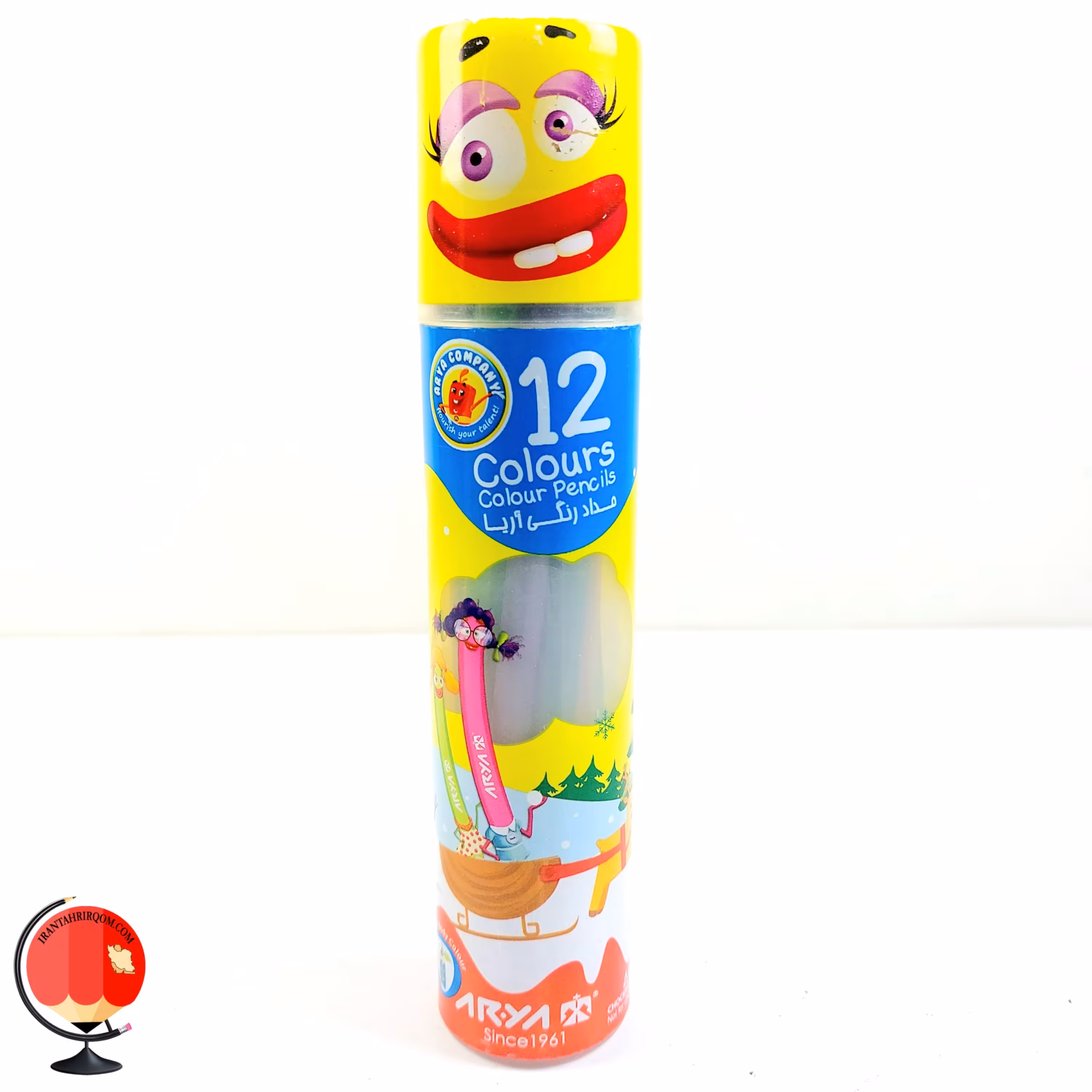 مداد رنگی 12 رنگ آریا استوانه دخترانه کد 1448
