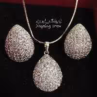 نیم ست ژوپینگ طرح جواهر سفید پرنگین بدون زنجیر Xuping درخشان نیمست مجلسی شیک هدیه کادو