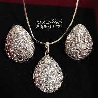 نیم ست ژوپینگ طرح جواهر سفید پرنگین بدون زنجیر Xuping درخشان نیمست مجلسی شیک هدیه کادو