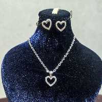 نیم ست قلبی تمام نقره