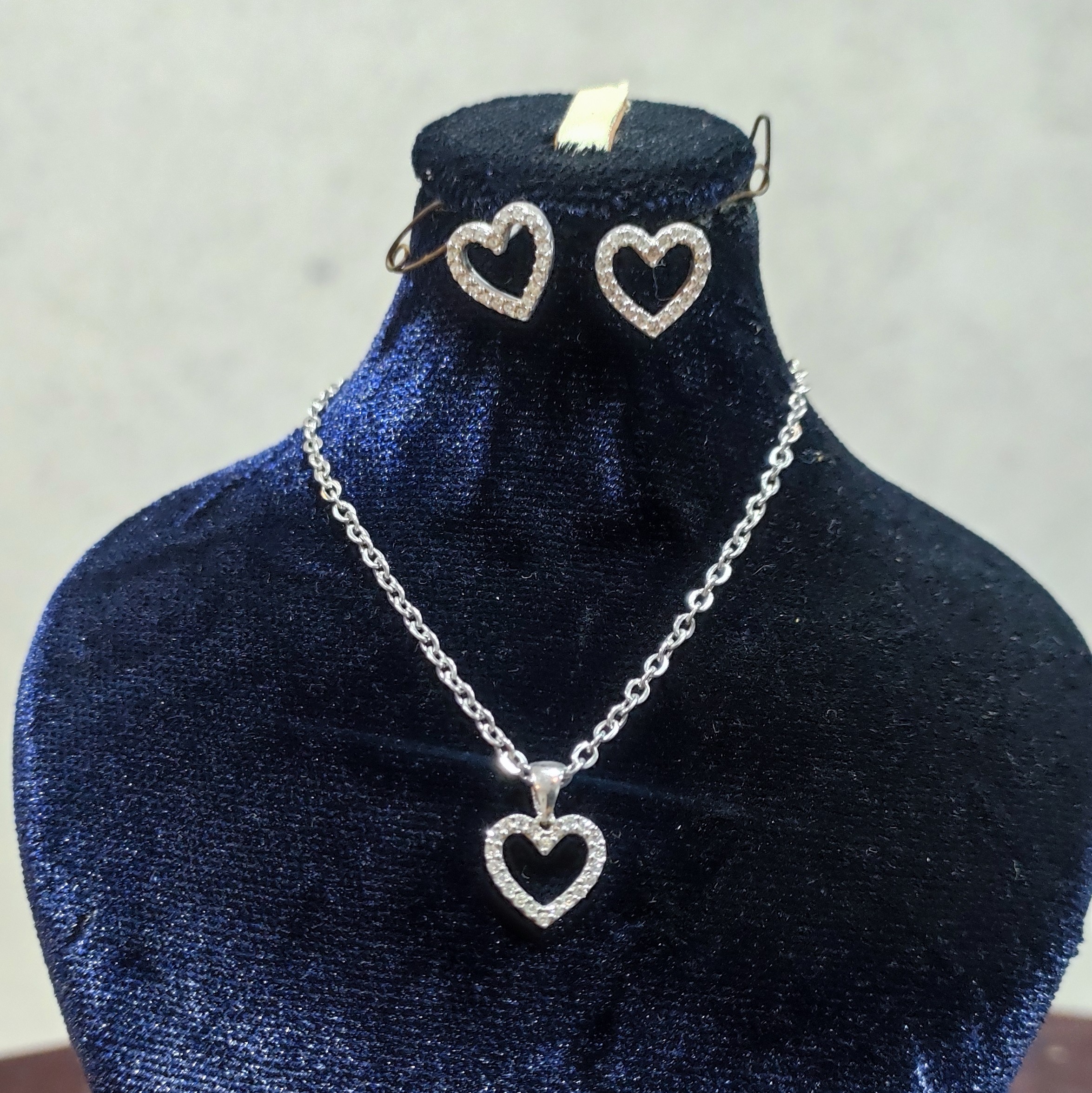 نیم ست قلبی تمام نقره