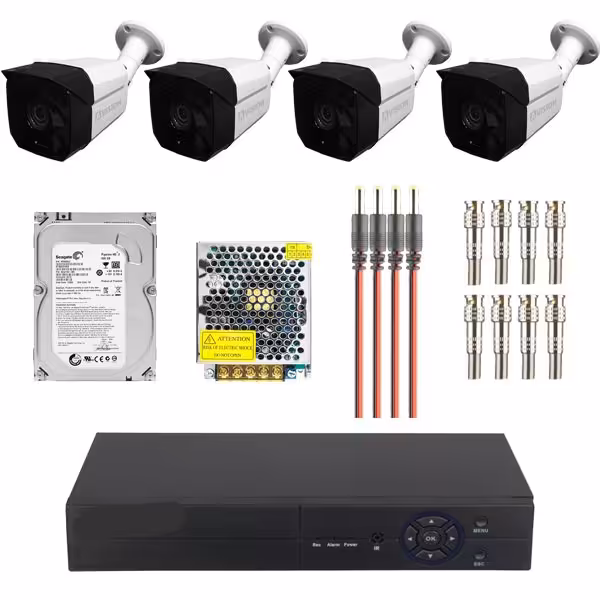 پک کامل 4 عدد دوربین 2مگاپیکسل با هارد 500 گیگابایت 